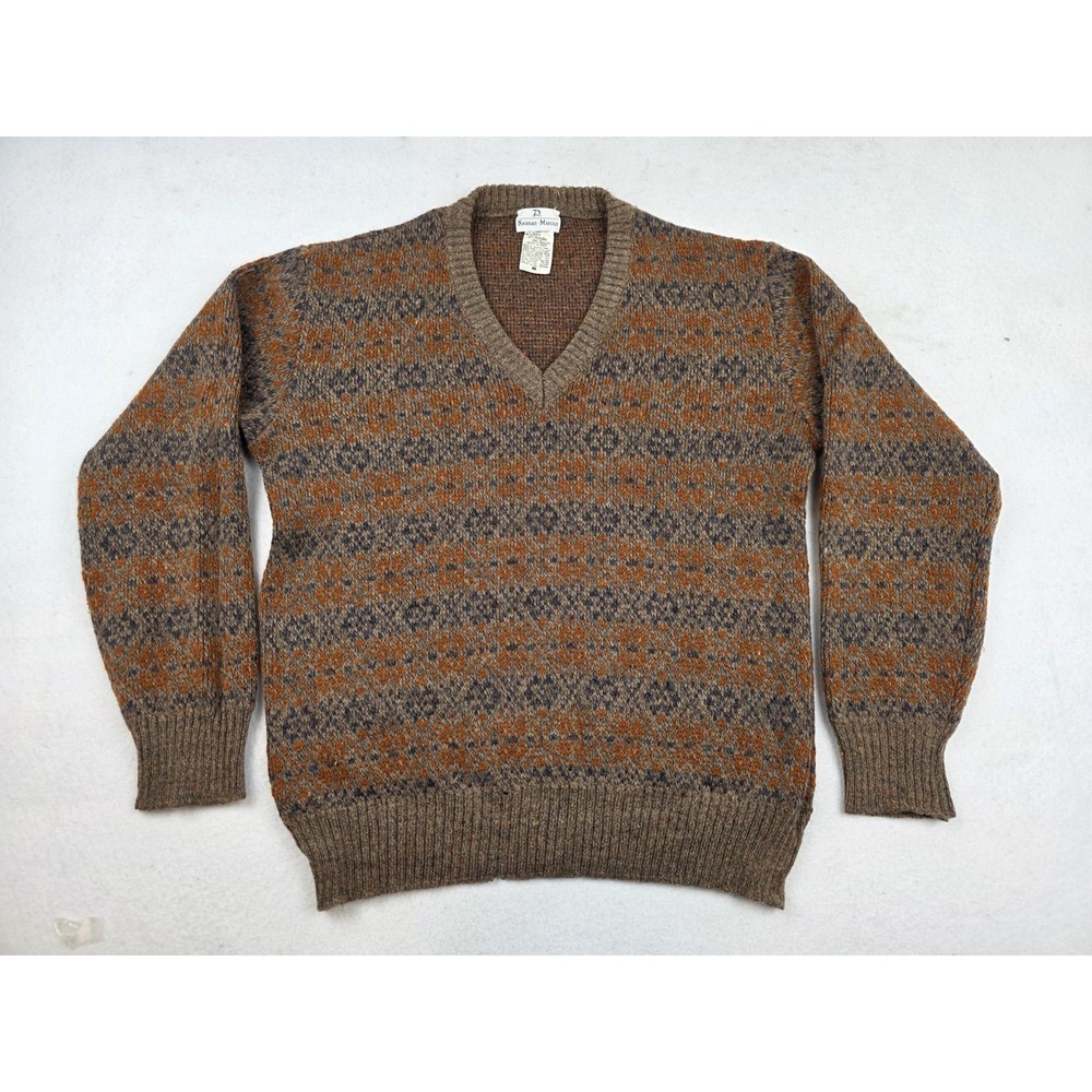 Vintage Neiman Marcus Long Sleeved V-Neck Wool Blend‎ Sweater S Made in Italy